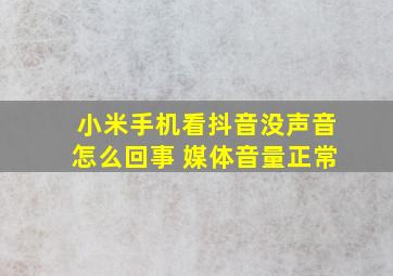 小米手机看抖音没声音怎么回事 媒体音量正常